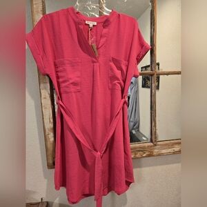 Blu Pepper Vibrant Pink Midi Dress